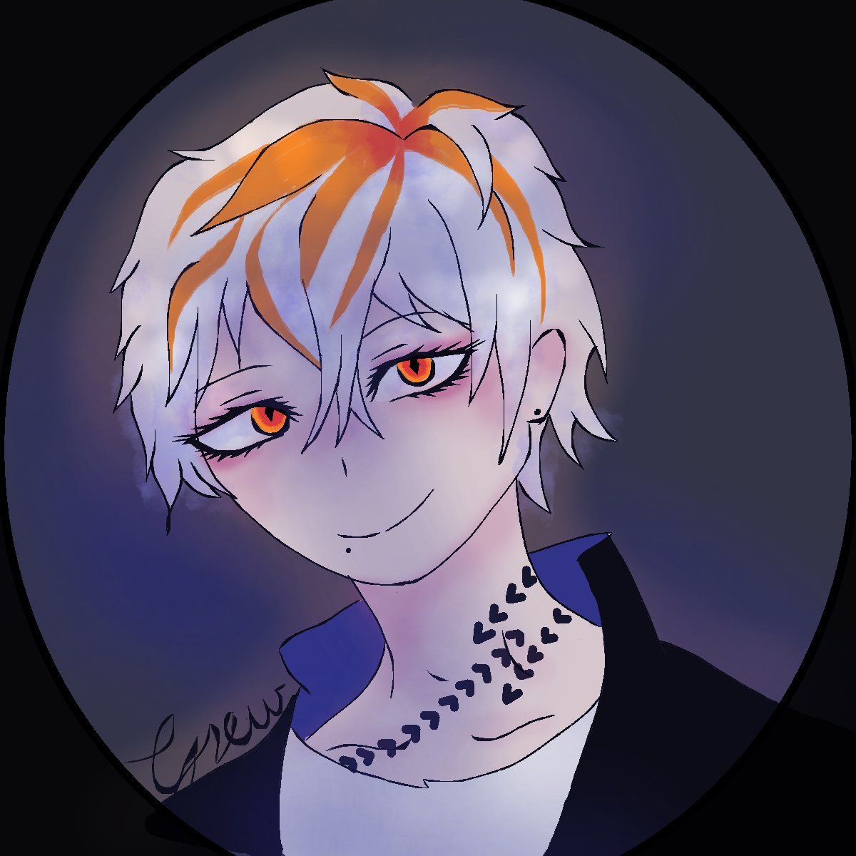 GrewRuz's tweet photo. idk who you are or how you found me or why you clicked follow but i like orange so lol. this you @vila_catter (i did it fast and drew with my mouse and gave up at the tatto thats why it looks weird), plz dont be a b0t also i love orange https://t.co/CHfdSsSejc
