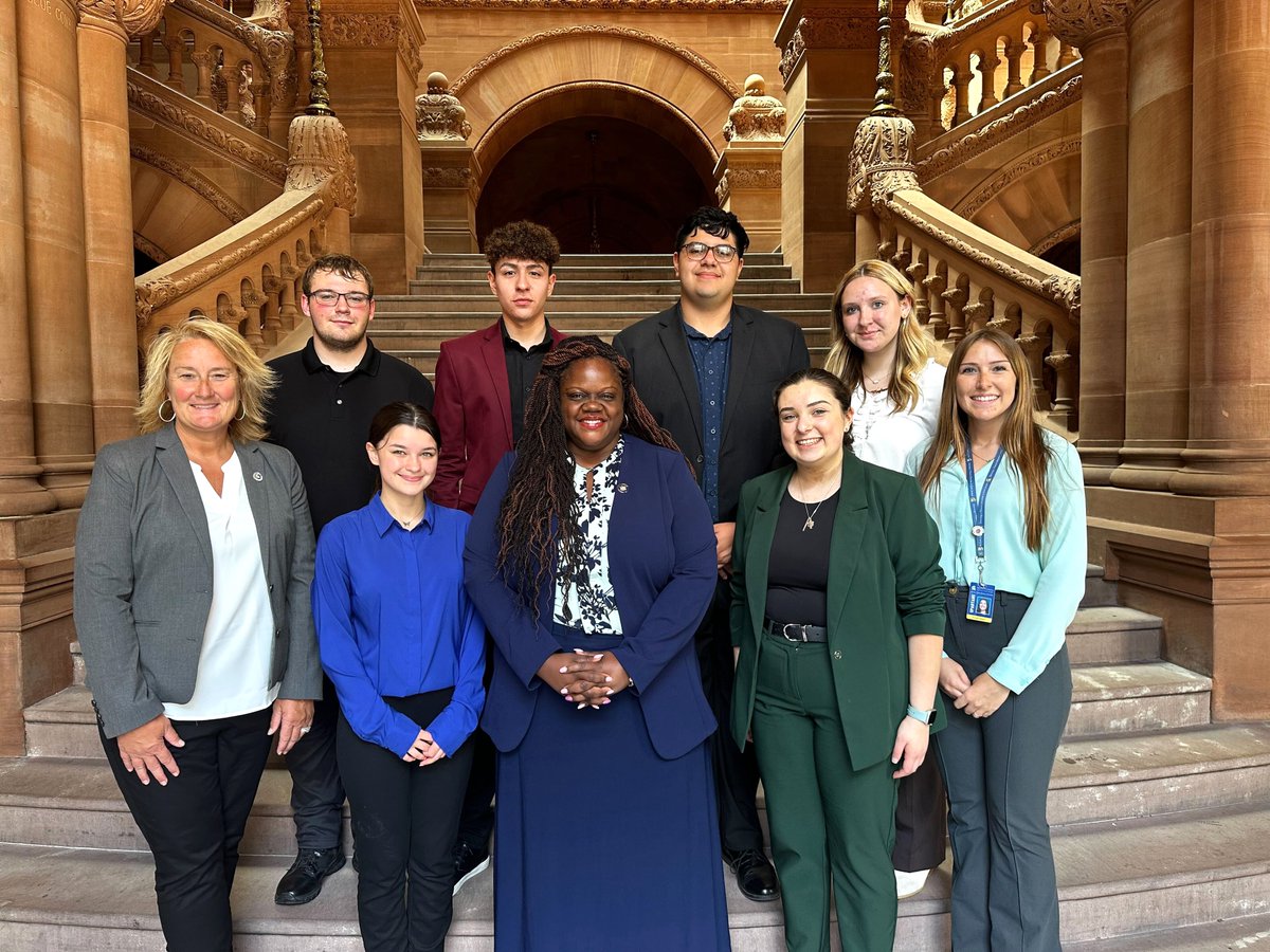 I was delighted to host students from <a href="/MECSDSpartans/">Maine-Endwell</a> High School's Intro to Law course at the Capitol today. They were joined by their teachers Kortnee Gilmore &amp; <a href="/MrsMurat/">Rachel Murat (she/her/hers)</a>. I enjoyed discussing the legislation I am working on and hearing their insights on state and federal law.