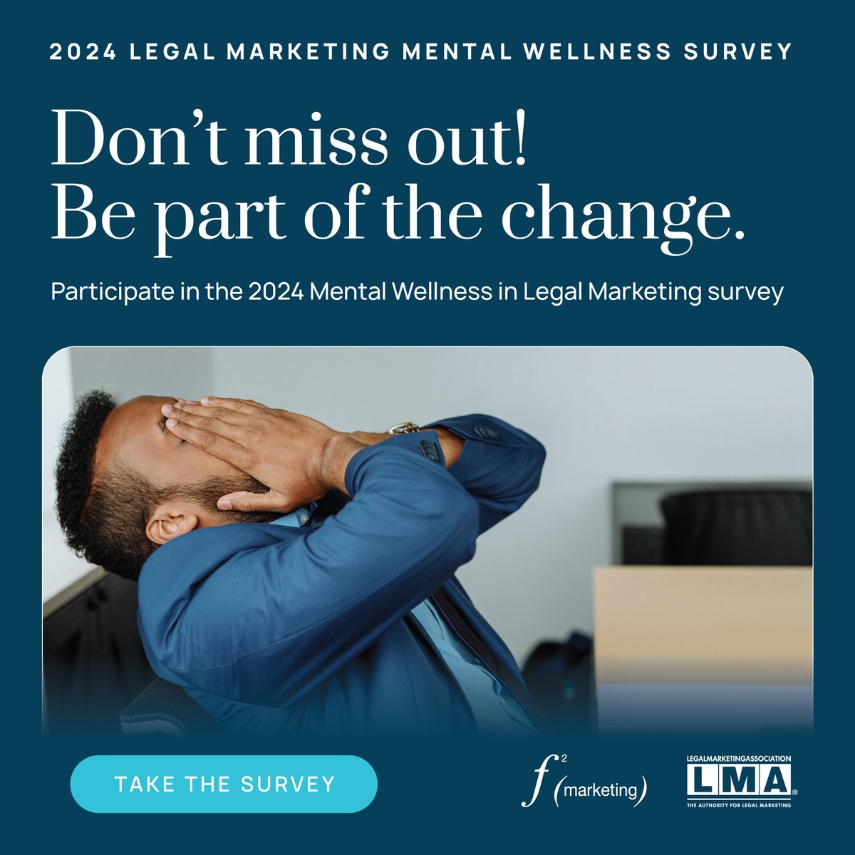 ⏳ LAST CALL: Participate in the 2024 Mental Wellness in Legal Marketing survey! Help us understand and improve mental wellness in our field.
📣 Share your experiences.
📊 Provide valuable industry insights.
🧘🏽‍♂️ Help shape a healthier work environment.

🗓️ Deadline: June 14