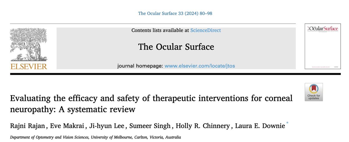 FrontTear Research Centre, University of Melbourne (@fronttear_uom) on Twitter photo How should corneal neuropathy be treated?
Congrats to PhD candidate <a href="/UniMelbDOVS/">UniMelbDOVS</a>, Rajni Rajan <a href="/ShanRajni/">Rajni Rajan</a> on her first, 1st-author paper, which reviews the evidence for the safety and efficacy of different therapies:
sciencedirect.com/science/articlā¦
<a href="/holly_chinnery/">Dr Holly Chinnery</a> <a href="/AnnajhLee/">Ji-hyun Anna lee</a> <a href="/sumeer007/">Dr Sumeer Singh</a> How should corneal neuropathy be treated?
Congrats to PhD candidate <a href="/UniMelbDOVS/">UniMelbDOVS</a>, Rajni Rajan <a href="/ShanRajni/">Rajni Rajan</a> on her first, 1st-author paper, which reviews the evidence for the safety and efficacy of different therapies:
sciencedirect.com/science/articlā¦
<a href="/holly_chinnery/">Dr Holly Chinnery</a> <a href="/AnnajhLee/">Ji-hyun Anna lee</a> <a href="/sumeer007/">Dr Sumeer Singh</a>