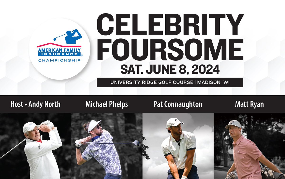 AmFam Championship (@amfamchamp) on Twitter photo 🚨 JUST ANNOUNCED 🚨
<a href="/pconnaughton/">Pat Connaughton</a> joins <a href="/M_Ryan02/">Matt Ryan</a>, <a href="/MichaelPhelps/">Michael Phelps</a> and host Andy North this Saturday for the @AmFamChamp Celebrity Foursome.
STORY: amfamchampionship.com/news/milwaukee… 🚨 JUST ANNOUNCED 🚨
<a href="/pconnaughton/">Pat Connaughton</a> joins <a href="/M_Ryan02/">Matt Ryan</a>, <a href="/MichaelPhelps/">Michael Phelps</a> and host Andy North this Saturday for the @AmFamChamp Celebrity Foursome.
STORY: amfamchampionship.com/news/milwaukee…