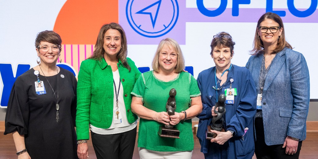 Congrats to nurses Marcy and Kris for receiving the #Daisy Lifetime Achievement Award! 🌼 The award recognizes #nurses who have devoted their life’s work to the compassionate care of others. 👏 💛