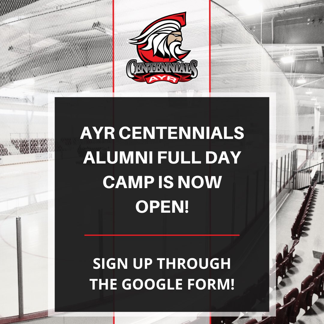 Ayr Centennials Alumni (@4_cens) on Twitter photo Summer Hockey and Sports Camp !!!
Our <a href="/AyrCentennials/">Ayr Centennials</a> and Alumni have teamed up to bring Ayr a full day Hockey and Sports Camp
Click on the link below for more details
forms.gle/Z7H1QpsvmHXg64…
<a href="/jeffgrimwood20/">Jeff Grimwood</a> <a href="/jennycharron17/">Jenn Charron</a> <a href="/AyrMinorHockey/">AMHA</a> <a href="/AyrRocketsGH/">Ayr Rockets Girls Hockey</a> Summer Hockey and Sports Camp !!!
Our <a href="/AyrCentennials/">Ayr Centennials</a> and Alumni have teamed up to bring Ayr a full day Hockey and Sports Camp
Click on the link below for more details
forms.gle/Z7H1QpsvmHXg64…
<a href="/jeffgrimwood20/">Jeff Grimwood</a> <a href="/jennycharron17/">Jenn Charron</a> <a href="/AyrMinorHockey/">AMHA</a> <a href="/AyrRocketsGH/">Ayr Rockets Girls Hockey</a>