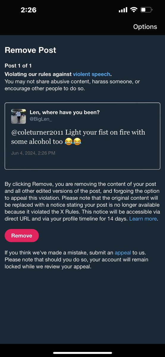 wakaflockaLEN's tweet photo. Welp looks like I’m banned for the night for taking the joke a little too far @coleturner2011 😂😂😂 https://t.co/xIn2yVO0mE