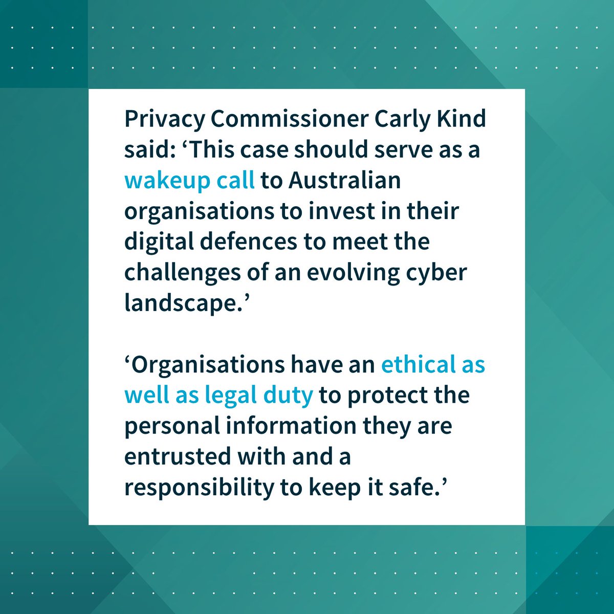 OAICgov's tweet photo. The Australian Information Commissioner has filed civil penalty proceedings in the Federal Court against Medibank in relation to its October 2022 data breach.
Read our media release: https://t.co/xJP5hXn57h https://t.co/5qYup6nn57