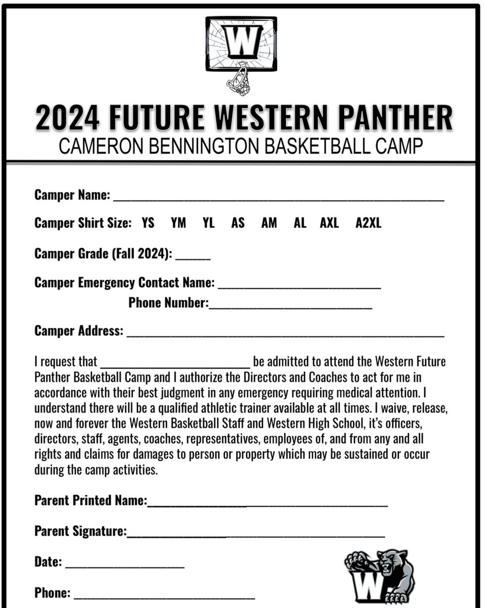 PantherHoopsWHS's tweet photo. Youth Camp is right around the corner! You can get your camper registered in 1 of 2 ways: Print off the registration form below or click the following link to register online and bring your payment on the first day of camp! 

https://t.co/nfjPZG0DMf

#GoPanthers🐾🏀 https://t.co/VH9LV1nPiL