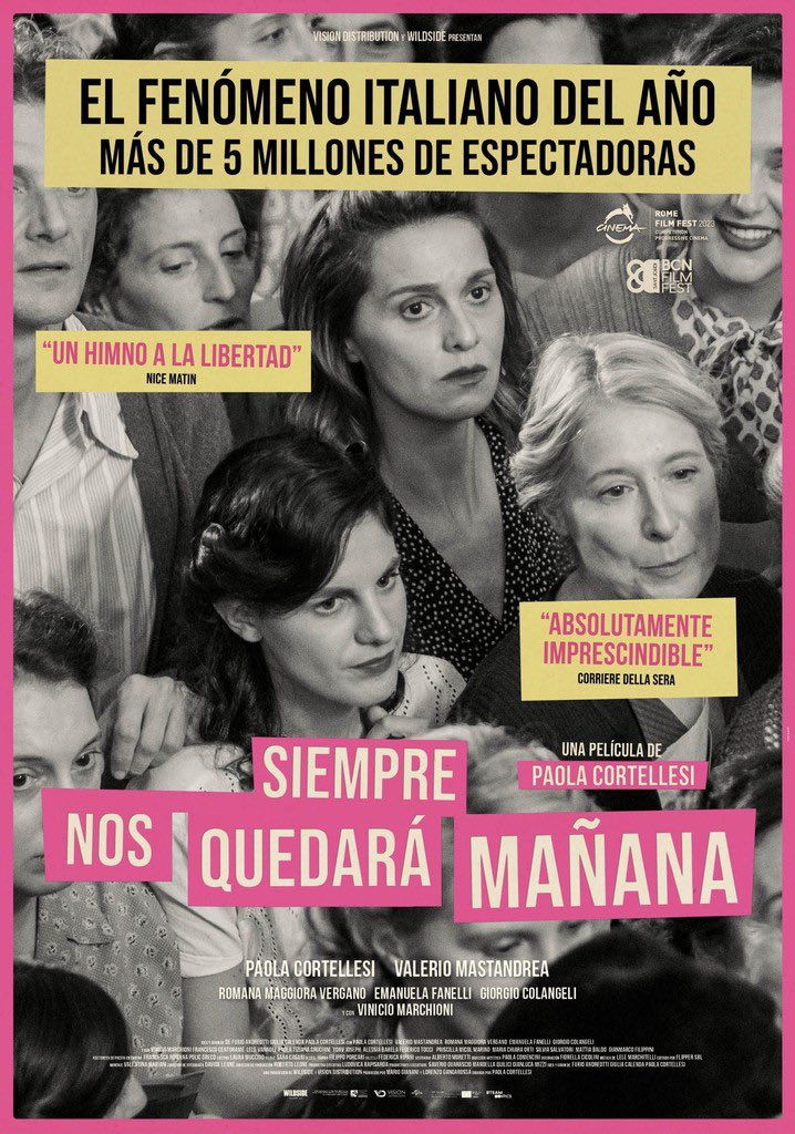 Música, drama i amor. Quina meravella “Siempre nos quedará mañana”. 

Gràcies Paola Cortellesi per l’art, per deixar-nos reviure la història italiana des de la sàtira, per la lluita des de l’emoció.