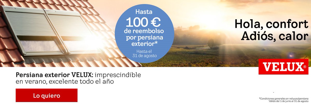 VELUXMadrid's tweet photo. Mejora la #EficienciaEnergética de tu #buhardilla con las #persianas para #ventanas de tejado #Velux.
Dile 👋!!ADIOS!! al calor 😥y aprovécha el  #reembolso de hasta 100€ 💰💰💰 por #PersianaVelux   Lo encontrarás en https://t.co/5J4tYGFpgp
👇👇👇👇👇
https://t.co/47cxAv0FjM https://t.co/ZrjKNSRBRG