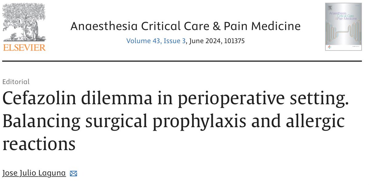 AccpmJ's tweet photo. #Cefazolin is widely used for #surgical #prophylaxis 🦠
In a new editorial, Jose Julio Laguna from @uaxuniversidad @HCCRComunica examines the risk-benefit balance of this practice.
& Stay tuned: the new #guidelines are currently being translated! https://t.co/dMAQ9eext5