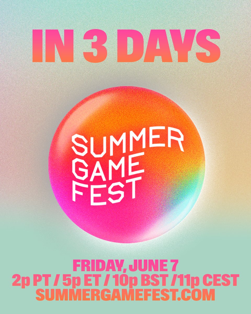 geoffkeighley's tweet image. 3 days until #SummerGameFest on Friday.