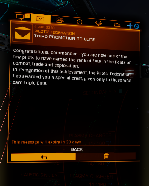 1,848 hours of gametime later, with about 7 years off, i finally made it. Weirdly proud. <a href="/EliteDangerous/">Elite Dangerous</a> <a href="/frontierdev/">Frontier</a> #elitedangerous #elite #gaming <a href="/DavidBraben/">David Braben</a>