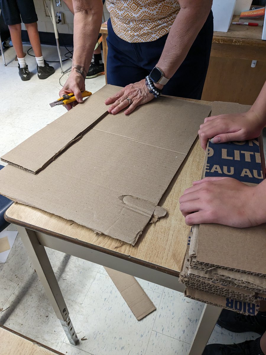 Modern day shop class! This week the Gr. 7/8 classes <a href="/mountsfieldps/">Mountsfield Public School</a> are putting our knowledge of structures, and manufacturing systems to work to design our own line of cardboard furniture. They look great put how much weight can they hold? We'll find out soon!  <a href="/TVDSB_STEM/">TVDSB STEM</a>