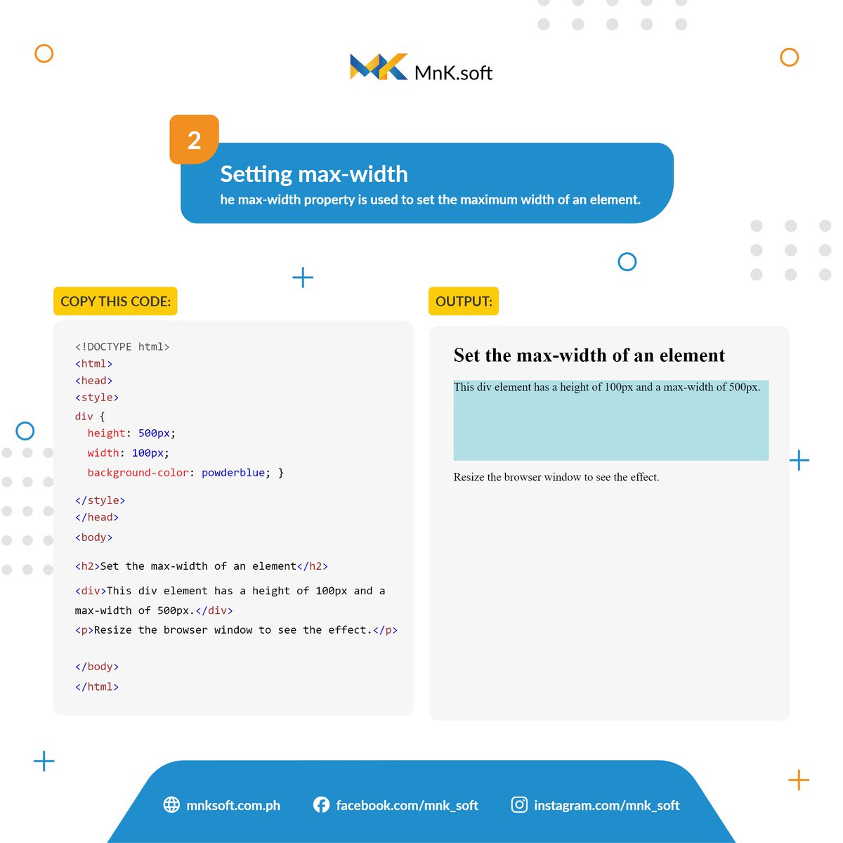 MnkSoft's tweet image. ๐ Level up your web development game! Explore the essential CSS properties for height, width, and max-width in our latest educational video. ๐ Perfect for both beginners and pros! #CodeEducation #CSSLearning #WebDev