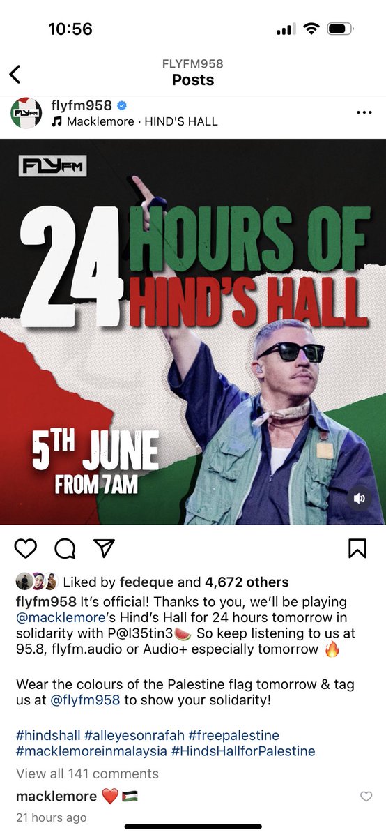 FlyFM958's tweet photo. Shut up! @macklemore just commented and reposted our posts on Instagram. 🫢 Yes! Guys, we're playing Macklemore's 'Hind’s Hall' for 24 hours today!! 🙌🏻🙌🏻 So make sure to stream Fly FM today, okay!

Hmm @macklemore maybe you want to come to Malaysia for a tour? 👉🏻👈🏻 https://t.co/IeSL0RPPOz