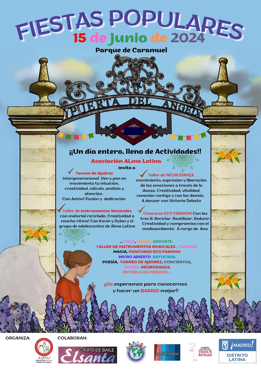 ‼️Quedan 10 días ‼️
🫱Fiestas  Populares Puerta del Ángel🫲  Nos alegra presentar las actividades organizadas por <a href="/aso_almalatina/">Asociación Alma Latina</a> 😍
Agradecemos su participación desinteresada y su compromiso por nuestro BARRIO 👏
🫱Os esperamos para conocernos y para hacer un BARRIO mejor🫲🫶