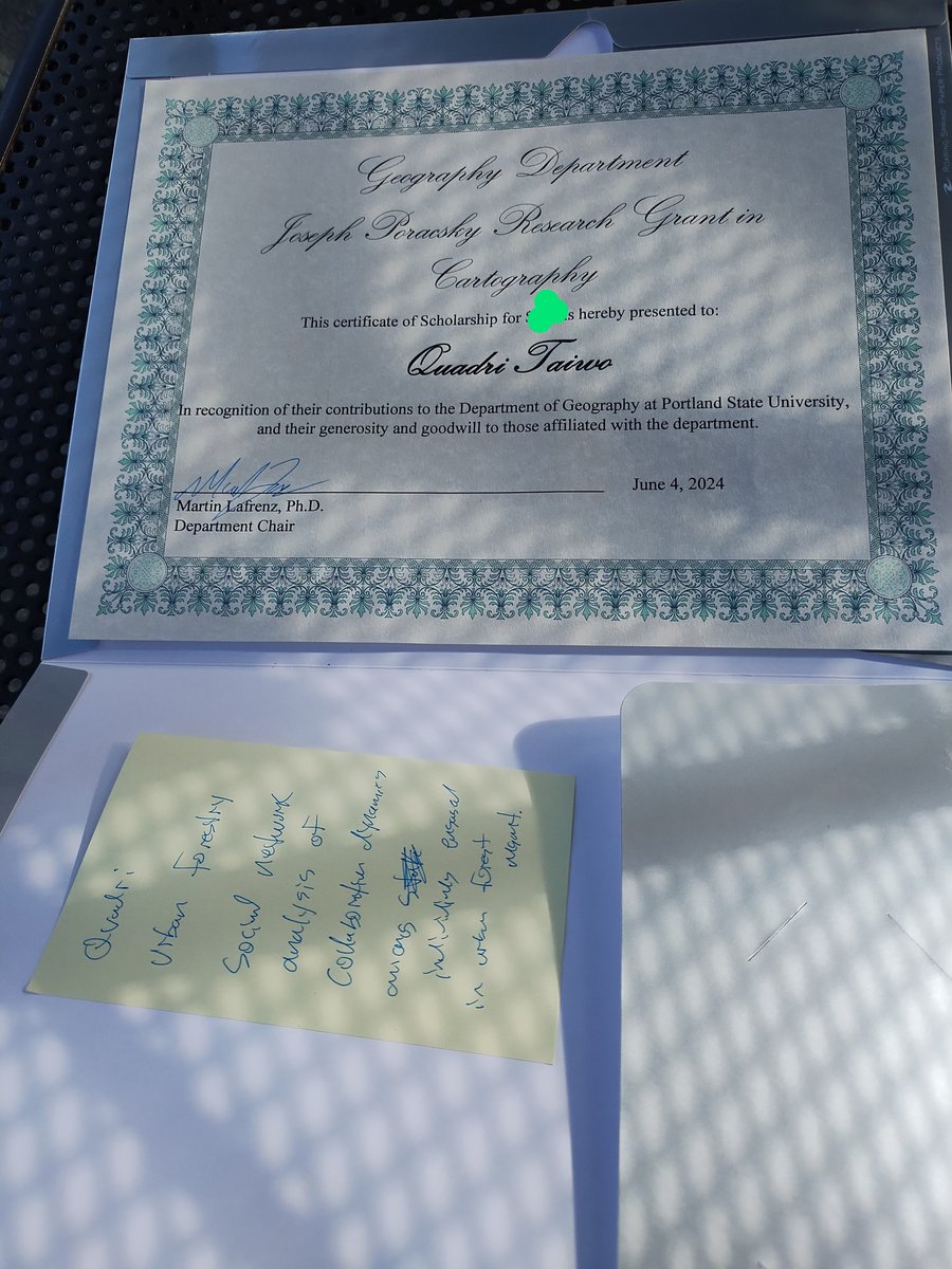 Quatchamp's tweet image. I am proud to announce that I have been awarded the Geography Dept. Joseph Poracsky Research Grant in Cartography for my innovative proposal on &quot;Social Network Analysis of Urban Forestry Stakeholder Organizations in Portland, OR. - Meta question: why are urban forests declining?