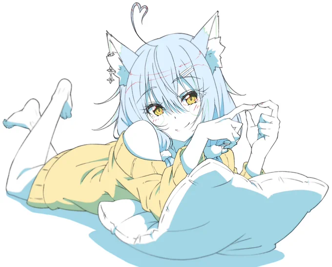 んおぎだああああああ今日もがんばる今日はねこみみラミィちゃん再掲絵!!!! 