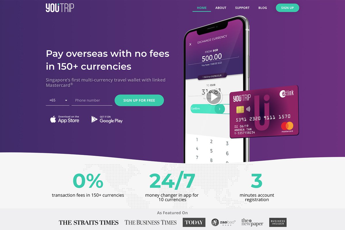 <a href="/YouTripSG/">YouTrip</a> is Singapore’s first multi-currency mobile wallet with a linked #Mastercard that allows you to pay in over 150 #currencies when you’re #shopping online or #travelling abroad without incurring #currency conversion fees.   

Read more here: tinyurl.com/46rpujet