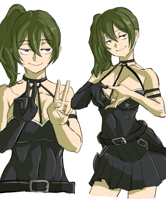 #女の子のピースを見せ合うタグ 