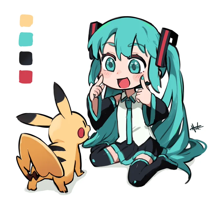 ミクとピカチュウ #初音ミク #ポケモン
