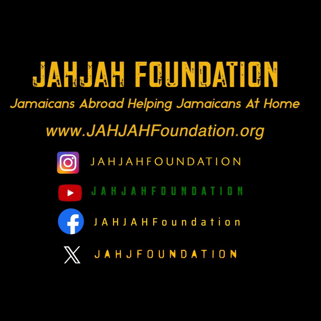 Always working for the benefit of the beautiful people of Jamaica. JAHJAH Foundation. Jamaicans Abroad (and friends of Jamaica) Helping Jamaicans At Home. ❤️🇯🇲🇺🇸 #Jamaica #Nonprofit #Charity