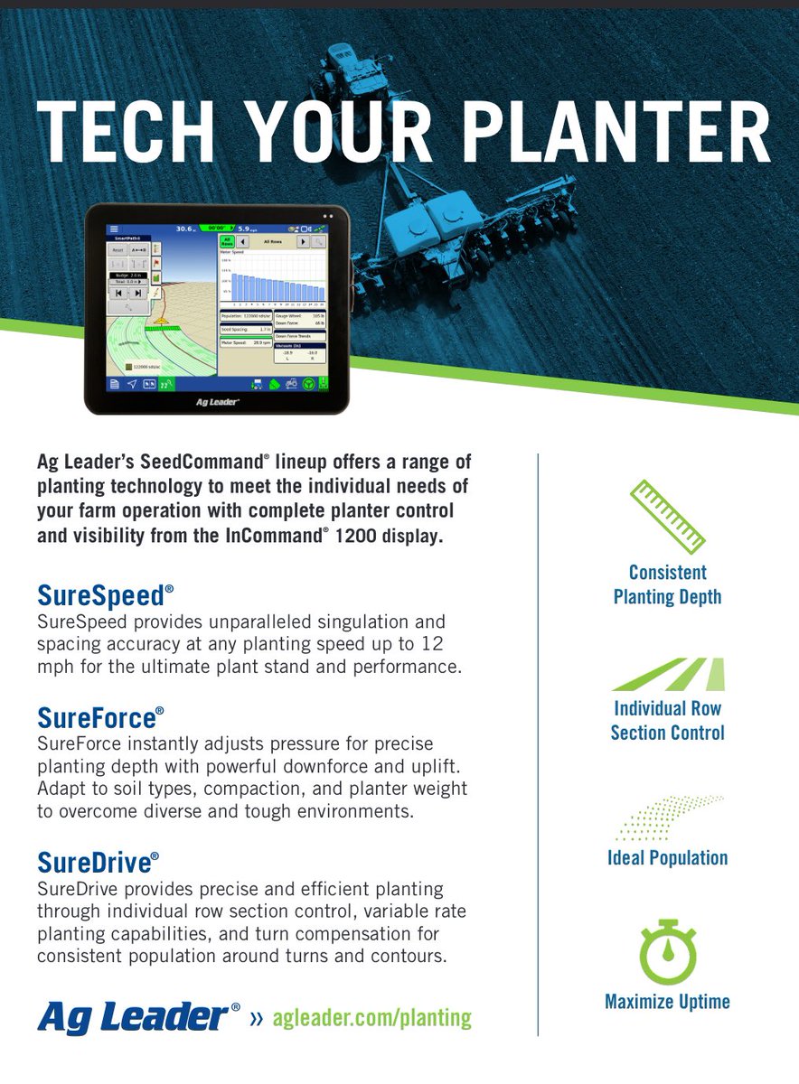 Southern FS - Precision (@precision_sfs) on Twitter photo Ag Leader “Tech Your Planter” program available now! Per row discounts and financing. 
Contact our Precision team for more information
Jeremy Harris - 618-697-8917
Cambell Douglas - 618-771-7183 Ag Leader “Tech Your Planter” program available now! Per row discounts and financing. 
Contact our Precision team for more information
Jeremy Harris - 618-697-8917
Cambell Douglas - 618-771-7183