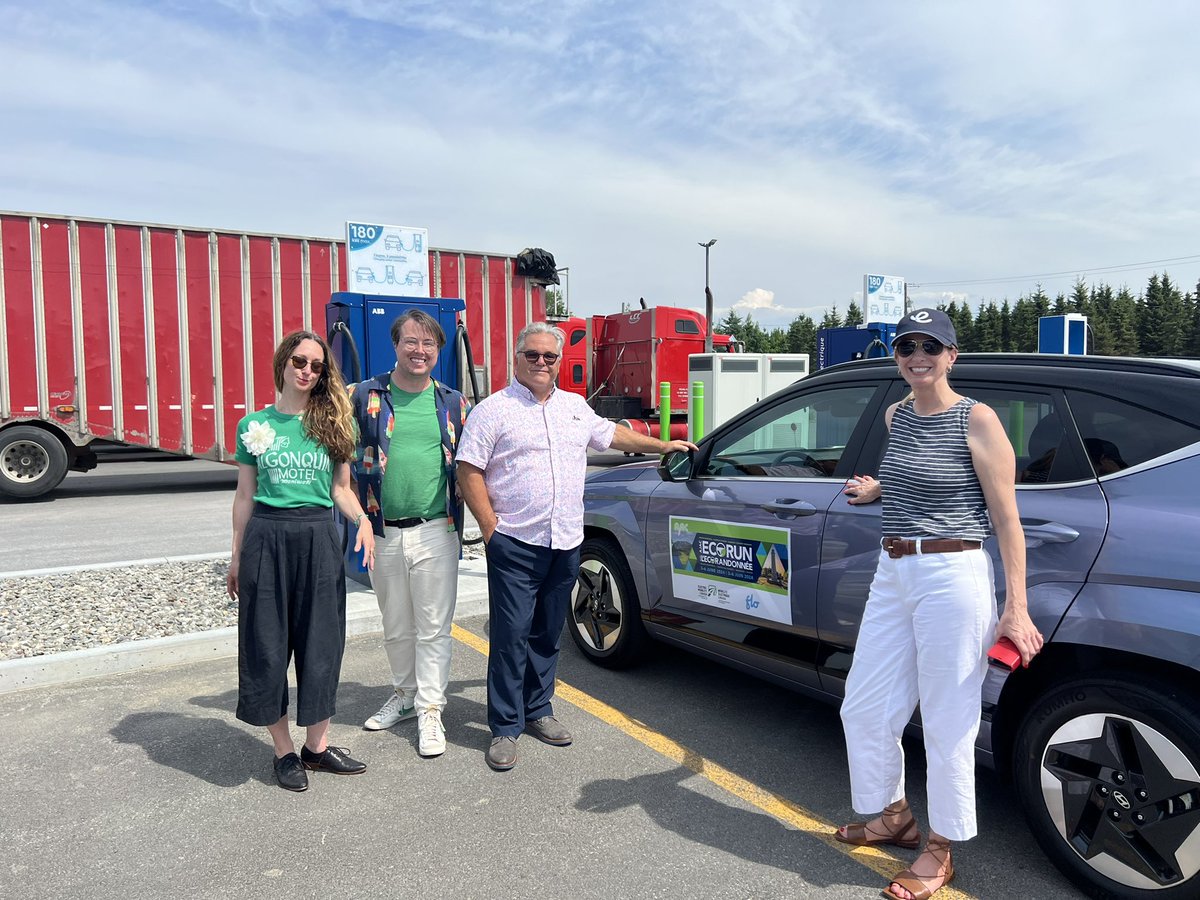 AJACanada's tweet photo. Daniel Breton President &amp; CEO Electric Mobility Canada at Canada’s largest charging station just off Hwy 20 between Montreal and Quebec City. With a growth rate of over 40% of EV owners in Canada, it is sure to see another expansion in Quebec, it’s just finding the right space. https://t.co/IxFkPQ8xwK