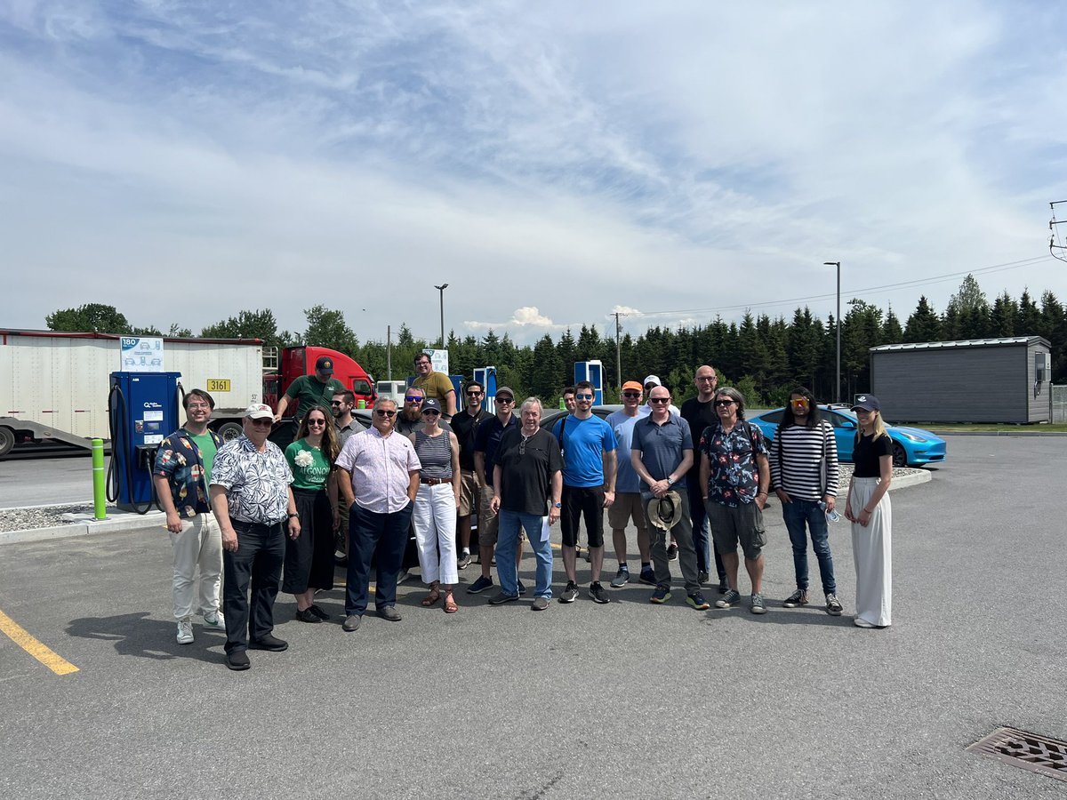 AJACanada's tweet photo. Daniel Breton President &amp; CEO Electric Mobility Canada at Canada’s largest charging station just off Hwy 20 between Montreal and Quebec City. With a growth rate of over 40% of EV owners in Canada, it is sure to see another expansion in Quebec, it’s just finding the right space. https://t.co/IxFkPQ8xwK