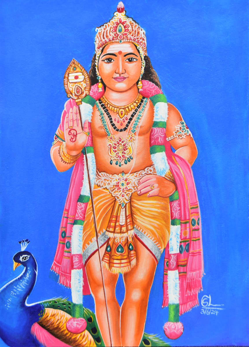 God of Valor, Wisdom, War, Victory and Divine Grace-LORD MURUGA's Acrylic Painting🙏🙏🙏🦚🦚
Size-A2
Medium-Acrylic
May his blessings always be with us🙏🙏😊❤️
Please share your comments and feedbacks 👇👇👍😊