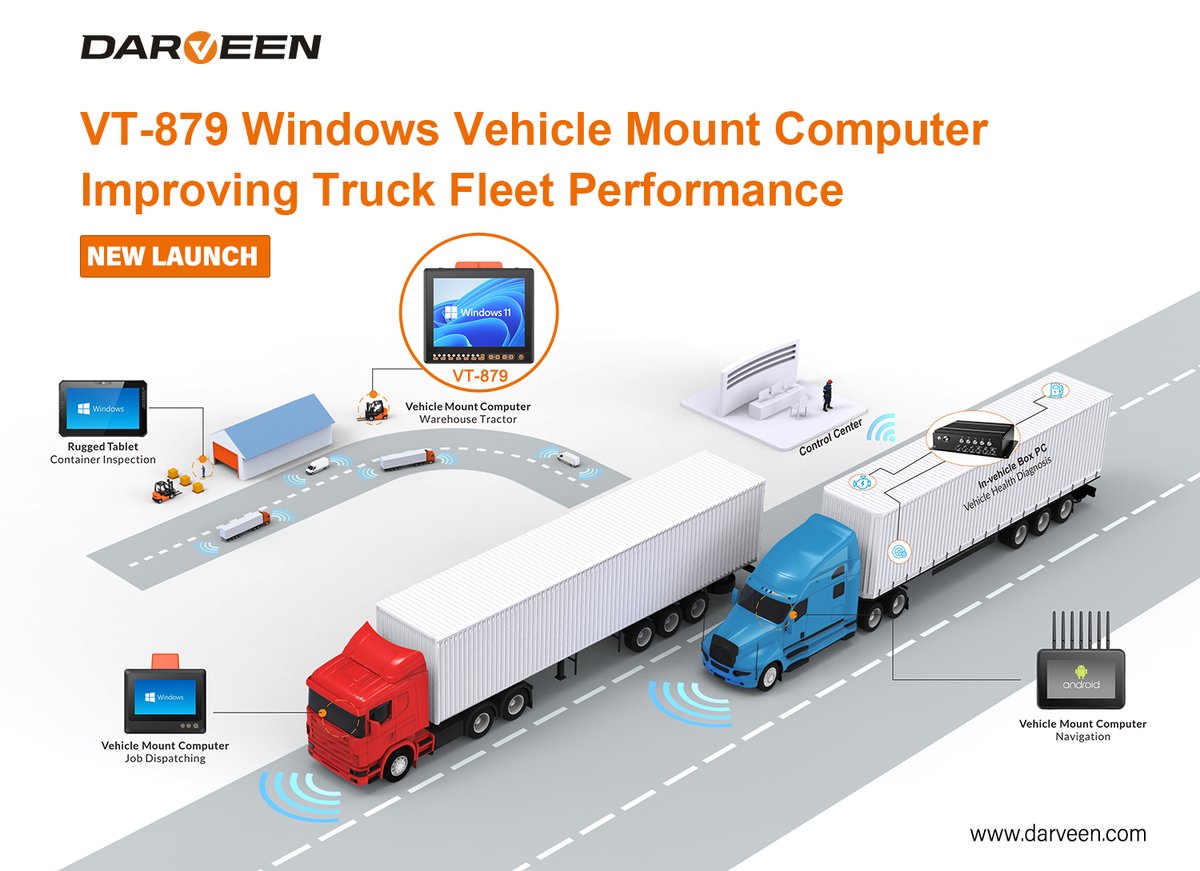 DarveenTechnol2's tweet photo. When it comes to improving truck fleet performance, the 12.1" VT-879 Windows #vehiclemountcomputer is a crucial tool! Its powerful features and stable performance make it an ideal choice for optimizing fleet management, enhancing efficiency, and safety. 
#Darveenproductrecommend https://t.co/E580vXkPIA