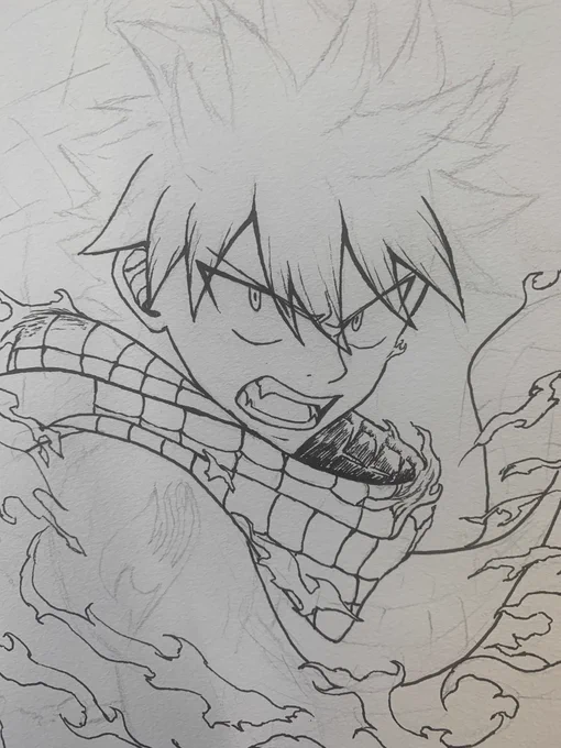 昼休憩中にナツ描いてるんだけど、久しぶりにめっちゃ絵柄寄せられてると思う 