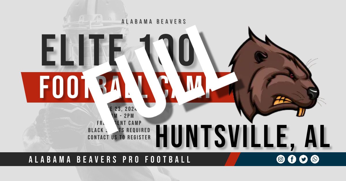 Our last recruiting showcase is officially full! If you have a registration form that needs to be completed contact us ASAP! We will NOT be hosting another showcase after the June 23rd date! #GoBeavers #Champions #Football #IFA