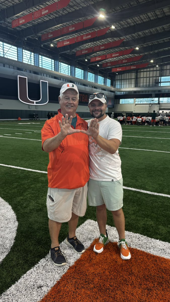 Blake_Berlin11's tweet photo. Thank you @coach_cristobal for the time and words! It was an absolute treasure to share my love for this university and this program with family. Watching my brother compete on greentree @CanesFootball camp was A DREAM!!!

The Canes are coming!!! https://t.co/YsQXYHChTM
