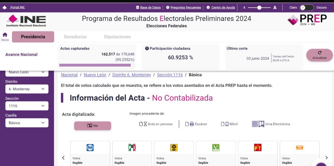 JPAlGd's tweet photo. Más “ilegibles” en Nuevo León. 

Monterrey, distrito 6, sección 1116.

Le quitan a la alianza PRI PAN PRD la módica cantidad de 227 votos. 

Tampoco aparecen los de la alianza de la lagartija, pero esos no pasan de 50. https://t.co/eszkkFL9Gd