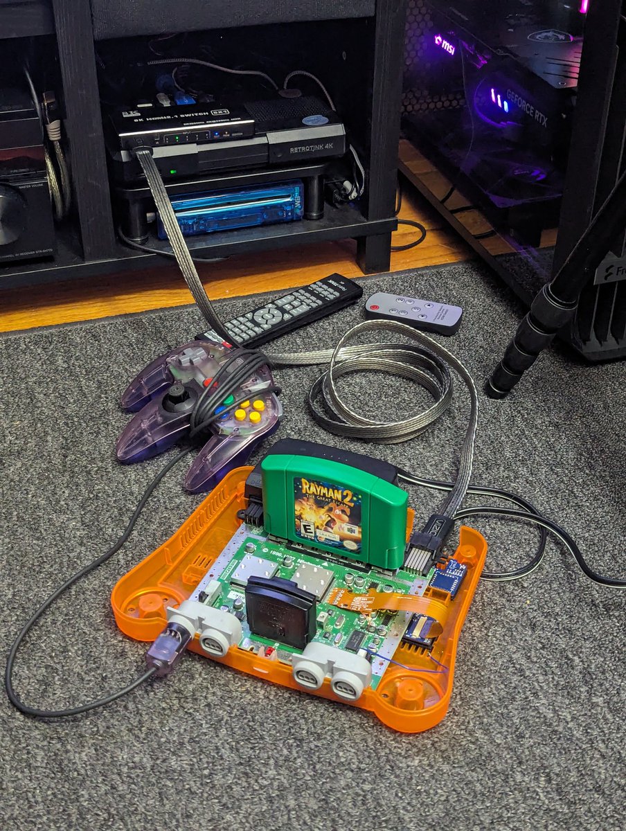 gamrjerome's tweet photo. #N64Advanced V2 installed. This one was giving me some trouble. Ended up installing it a second time using a different N64 motherboard. Good thing I ordered two flex cables. https://t.co/y9MIPTpq4l
