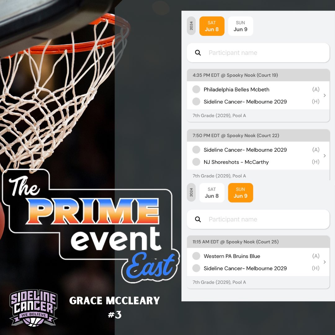 Grace McCleary (@gracemccleary_3) on Twitter photo Letโs get it this weekend!! ๐ฅ๐ฅ
The Prime Event East
<a href="/NookBasketball/">SpookyNookBasketball</a>
<a href="/PRIMEeventBBall/">ThePRIMEeventSeries</a> <a href="/JrAllStarBB/">Jr. All-Star Girls Basketball</a> <a href="/JrAllStarPA/">Pennsylvania Jr. All-Star GBB</a> <a href="/Recruitmetv/">Recruitmetv</a> <a href="/KPannell71/">โKPโ</a> <a href="/NakeraMelbourne/">Na'Kera Melbourne</a> Letโs get it this weekend!! ๐ฅ๐ฅ
The Prime Event East
<a href="/NookBasketball/">SpookyNookBasketball</a>
<a href="/PRIMEeventBBall/">ThePRIMEeventSeries</a> <a href="/JrAllStarBB/">Jr. All-Star Girls Basketball</a> <a href="/JrAllStarPA/">Pennsylvania Jr. All-Star GBB</a> <a href="/Recruitmetv/">Recruitmetv</a> <a href="/KPannell71/">โKPโ</a> <a href="/NakeraMelbourne/">Na'Kera Melbourne</a>