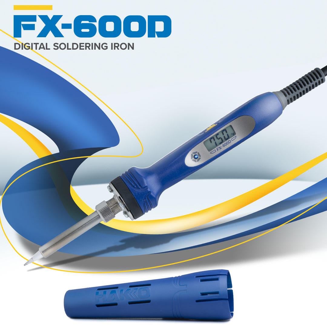 HakkoUSA's tweet photo. Feast your eyes on the all NEW FX-600D from Hakko! All of the comfort and power of the FX-600 with a new digital display for accurate temperature readings, now available with a protective cap kit included.

Available June 12

#hakkousa #fx600d #fx600 #solderingiron #soldering https://t.co/6vM3AIa5e6