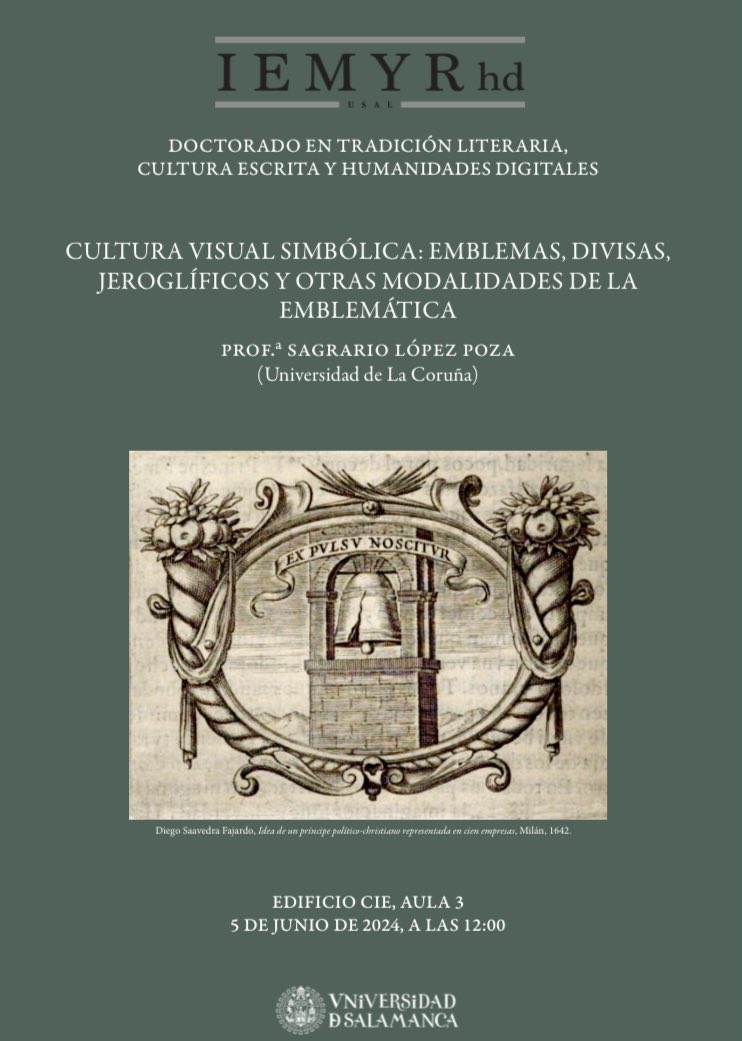 🙌🙌 Realmente interesante la conferencia que mañana, 5️⃣ de junio, a las ⏰ 12.00, impartirá nuestra compañera <a href="/MinervaDuce/">Maria SAGRARIO LOPEZ POZA</a> de <a href="/UDC_gal/">Universidade da Coruña</a> en <a href="/usal/">Universidad de Salamanca</a> sobre #emblematica 👏🏾👏🏾