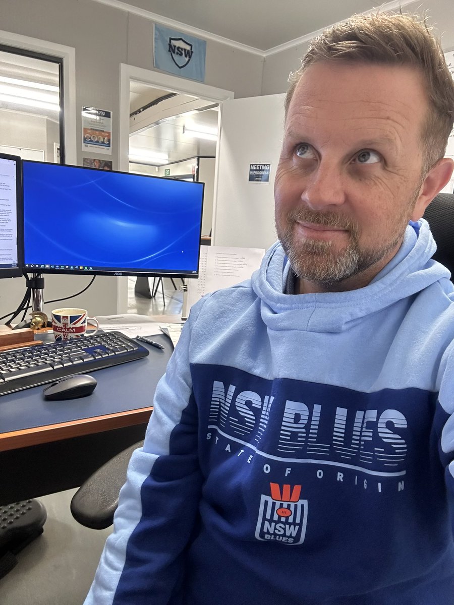 Brad_Eveleigh's tweet photo. Office pest mode activated. 
If you don’t talk smack today you can’t talk smack tomorrow. 
#NthQLD 
#UpTheBlues👕
#MadeForMore🏉 https://t.co/UBZMaAavvk