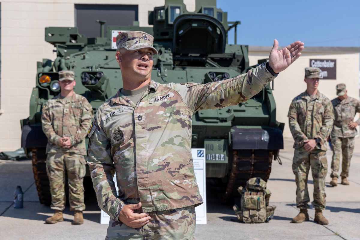 usarec's tweet photo. The first official day of the national #ArmyEdTour is in the books at Fort Stewart, Georgia. These educators from across the country were greeted by Fort Stewart leadership to start the day and then checked out the static displays of different @USArmy vehicles. https://t.co/0Sroy23D8c