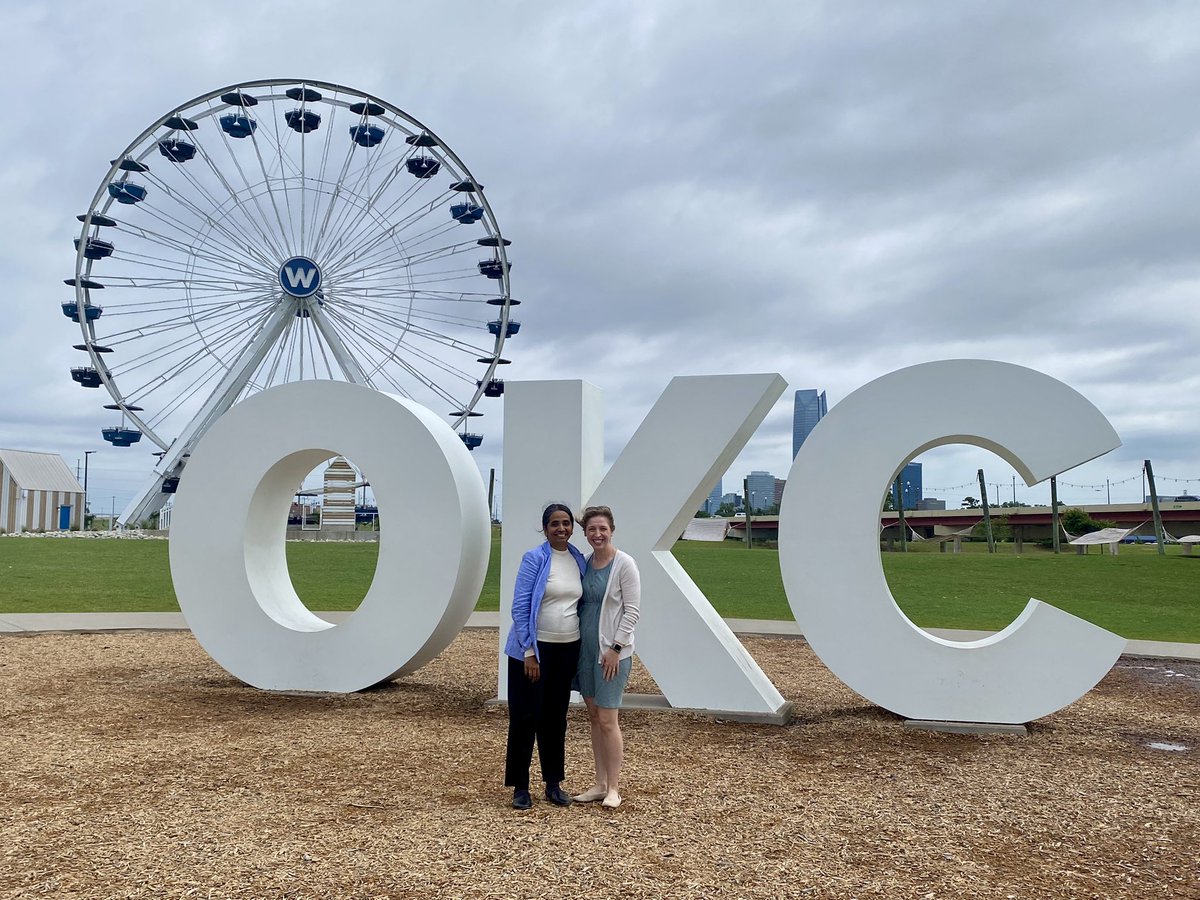 ErynnBergner's tweet photo. A little windy OKC day fun with @kdocneo prior to her @okchf Marilyn Escobedo Grand Rounds presentation tomorrow @Okla_Childrens. Bringing the work of strong @WomenNeo to the forefront. 

#nicuverse #NeoTwitter #BPD @OUCollegeofMed @OUResearch https://t.co/2LkfyIS7mi