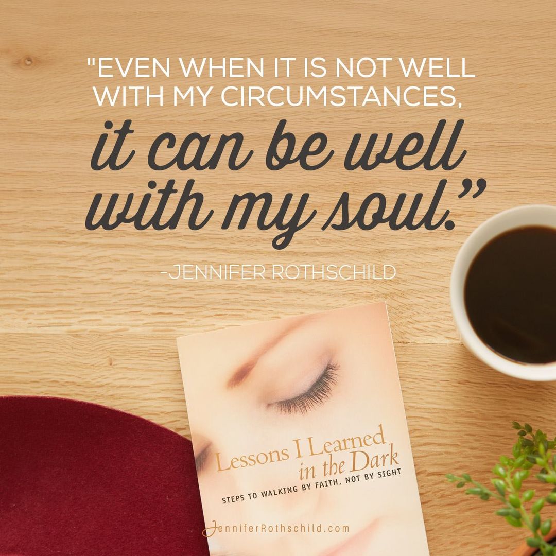 Jennifer Rothschild (@jennrothschild) on Twitter photo Sister, even when shadows darken your world, God’s Word is eternal and His character is unchanging. His presence is with you every step of the way. He walks alongside you and helps you to say, “Whatever my lot … it is well with my soul.” Sister, even when shadows darken your world, God’s Word is eternal and His character is unchanging. His presence is with you every step of the way. He walks alongside you and helps you to say, “Whatever my lot … it is well with my soul.”