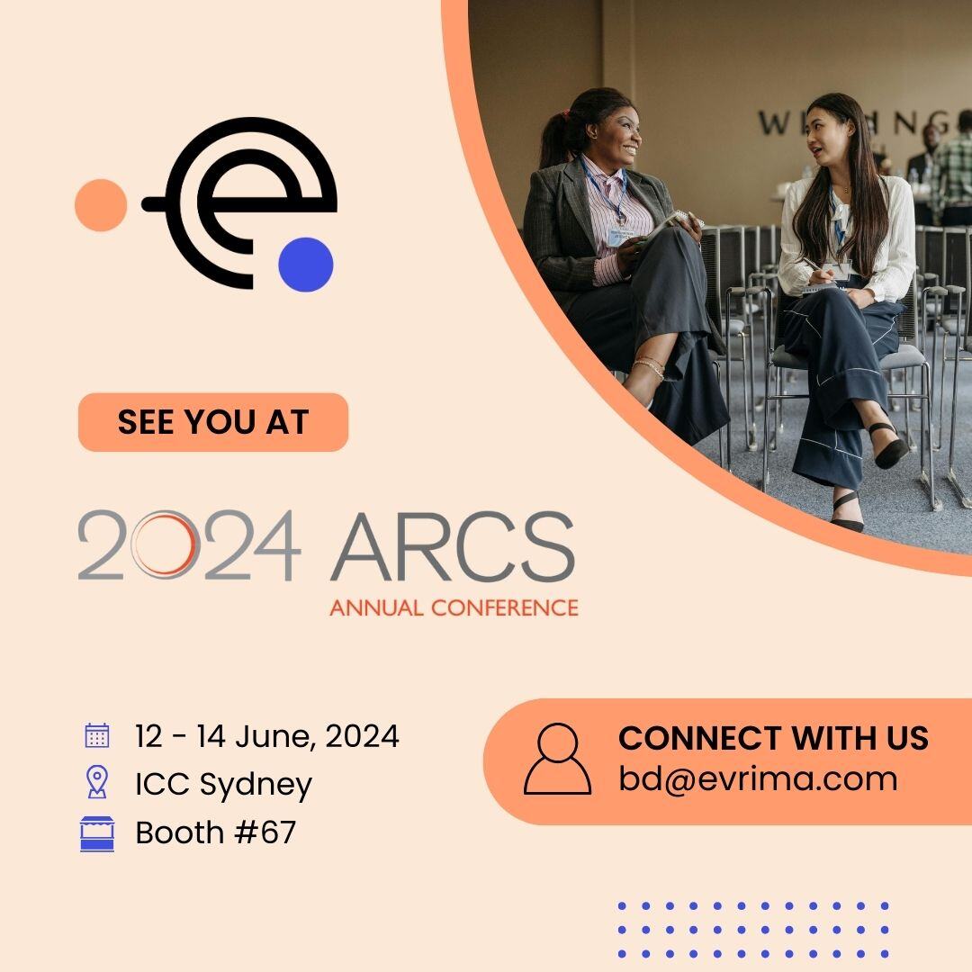 We will be attending the 2024 ARCS Australia Annual Conference. Stop by Booth #67 or contact us to connect at the event and be part of exciting advancements in healthcare, together: bd@evrima.com #2024ARCS #TheFutureofMedicine #ARCSAustralia #ClinicalTrials #EvrimaTechnologies