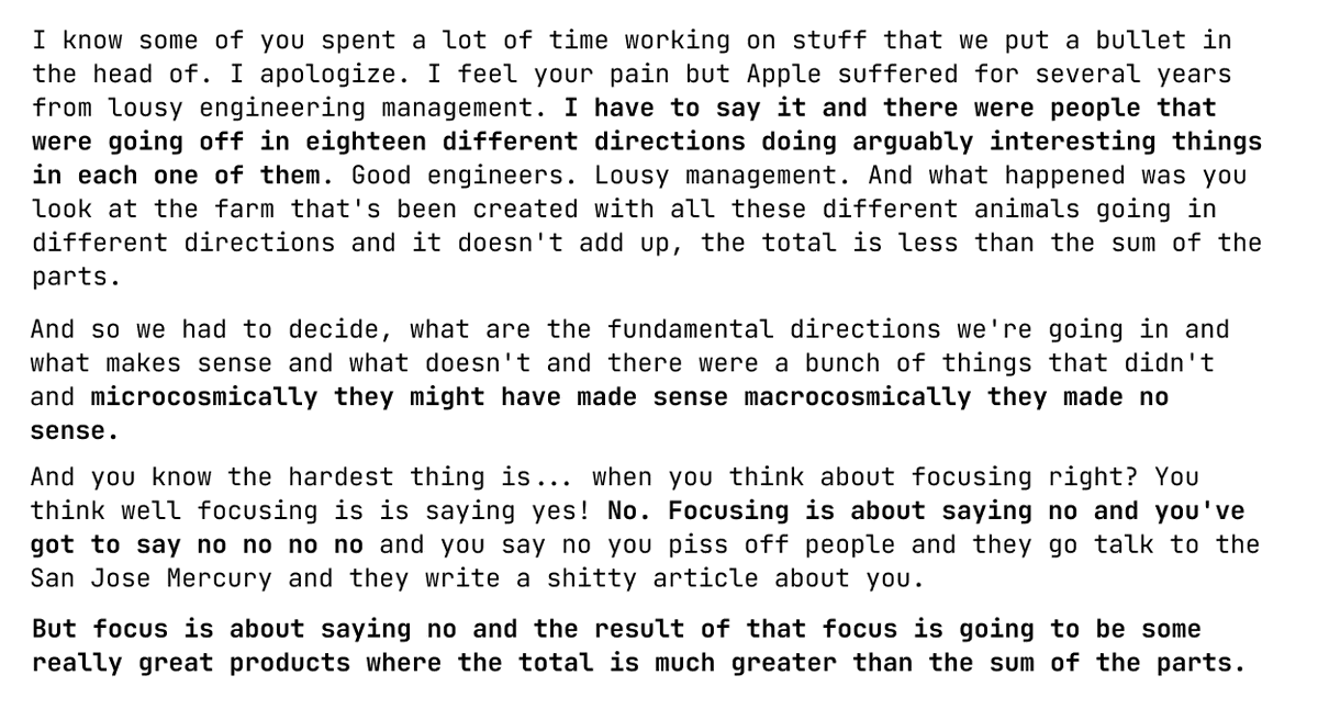 tylerbruno05's tweet photo. Steve Jobs on how focusing is about saying no https://t.co/ghHZHvgZ6k