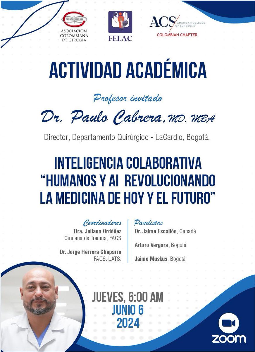 AsColCirugía (@ascolcirugia) on Twitter photo “La inteligencia colaborativa tiene una relación estrecha en el campo de la cirugía , la colaboración y el trabajo en equipo son fundamentales para el éxito los esperamos este jueves 6:00 am🇨🇴
us02web.zoom.us/j/89607182827?…
Código acceso: 257607
<a href="/julianita206/">Juliana Maria Ordoñez MD FACS MACC MSPT</a> <a href="/me4_so/">SoMe4Surgery</a> <a href="/juliomayol/">Julio Mayol</a> “La inteligencia colaborativa tiene una relación estrecha en el campo de la cirugía , la colaboración y el trabajo en equipo son fundamentales para el éxito los esperamos este jueves 6:00 am🇨🇴
us02web.zoom.us/j/89607182827?…
Código acceso: 257607
<a href="/julianita206/">Juliana Maria Ordoñez MD FACS MACC MSPT</a> <a href="/me4_so/">SoMe4Surgery</a> <a href="/juliomayol/">Julio Mayol</a>