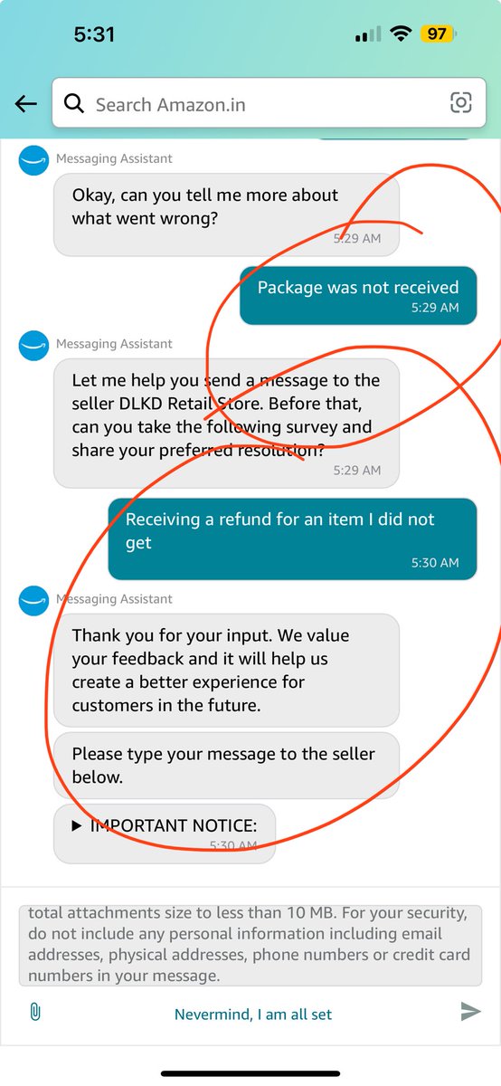 ⁦<a href="/amazonIN/">Amazon India</a>⁩ : expensive items (an expensive leather backpack, in this case) shown as “delivered” is actually NOT received ; there seems no way to contact Amazon - no one calls to respond - a 22000 item just lost with NO redressal