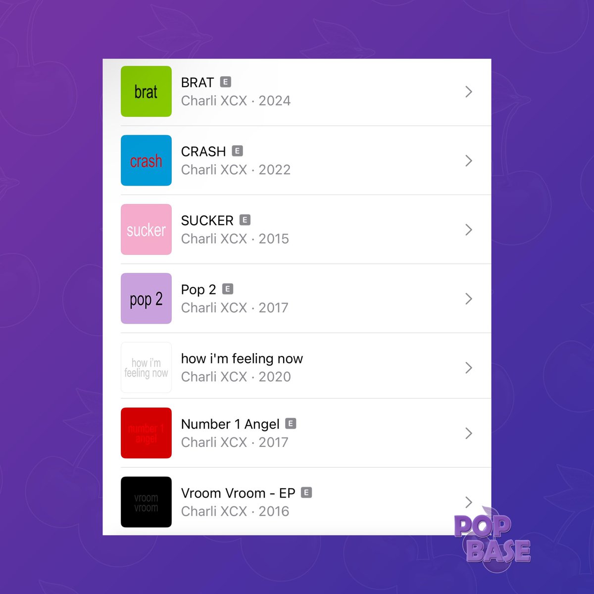 Charli XCX has updated the cover art for her previous albums on Apple Music ahead of the release of 'BRAT'.