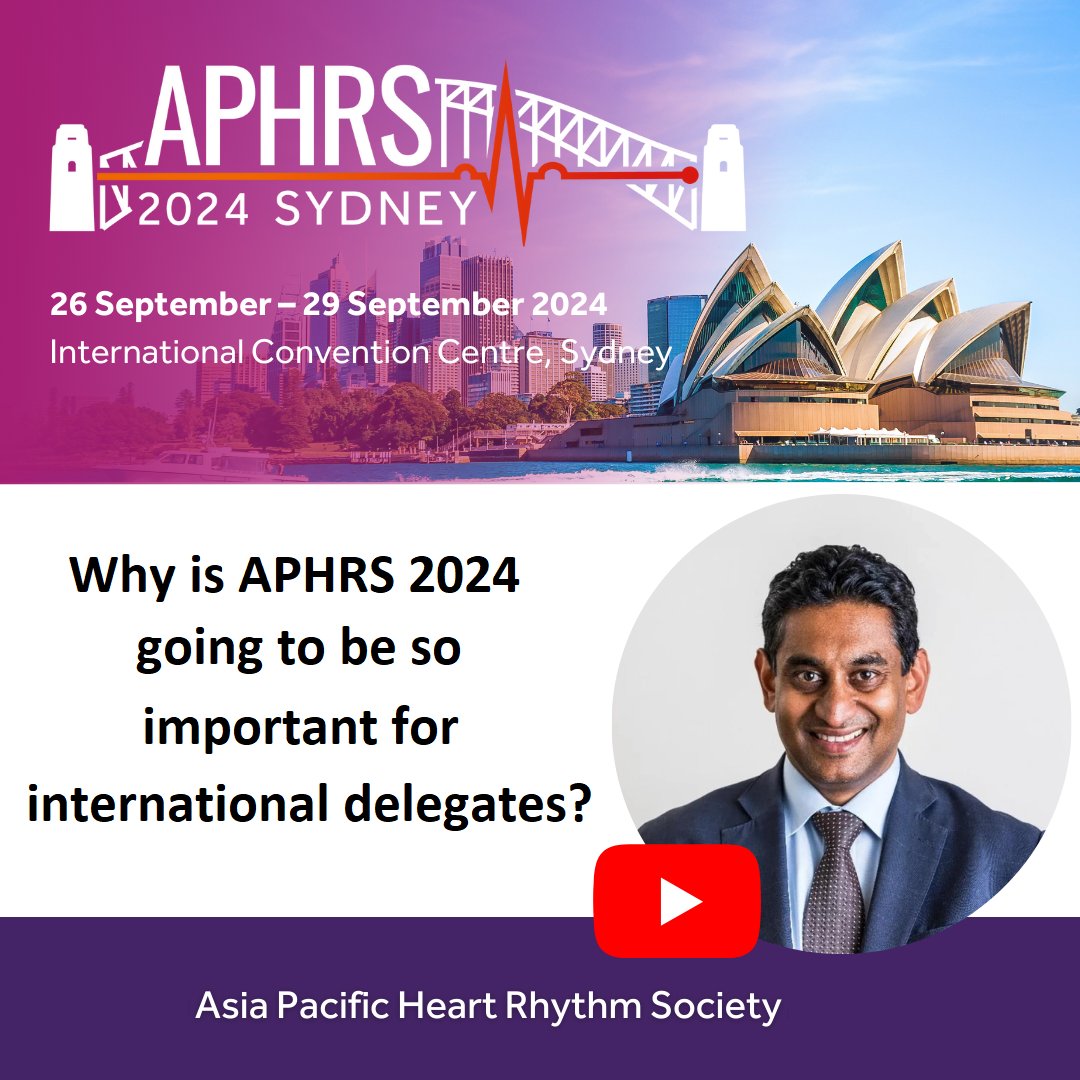 Hear from Prof Prashanthan Sanders about the importance of international involvement at APHRS 2024: youtube.com/watch?v=qlPcIi…

Secure your Early Bird registration before 30 June and SAVE! 

Register today: aphrs2024.com/registration/

#APHRS2024