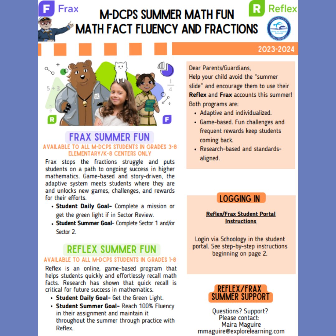 GulfstreamES's tweet image. M-DCPS Summer Math Fun with Reflex and Frax. #summer #ReflexMath #FraxMath @mdcpssouth @MDCPS
