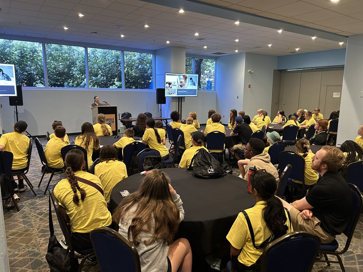 BoilerVetCamp's tweet photo. All of the campers are getting some great insight on what it means to be a zoo Veterinarian! Thank you Dr Bradley!!! #teamcat #teamchicken #teamcow #teamdog #teamfish #teamhorse #teamllama #teampig https://t.co/g9X6M95sPC